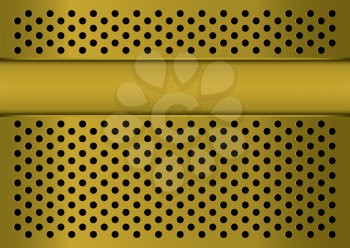 Royalty Free Clipart Image of a Gold Metal Background With Banner