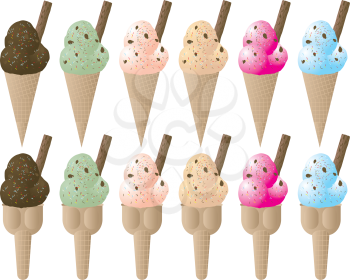 Royalty Free Clipart Image of Ice-Cream Cones