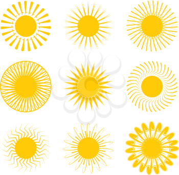 Royalty Free Clipart Image of a Collection of Suns