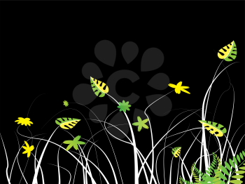 Royalty Free Clipart Image of a Floral Design on Black