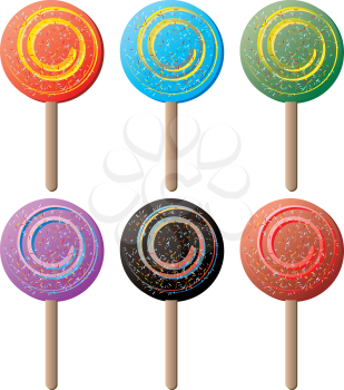 Royalty Free Clipart Image of Six Lollipop