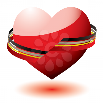 Royalty Free Clipart Image of a Heart With a Ribbon Around It