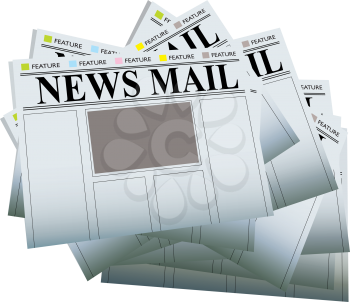 Royalty Free Clipart Image of a Pile of Newspapers
