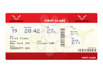 Royalty Free Clipart Image of a First Class Ticket