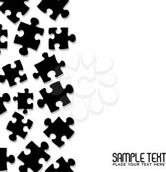 Royalty Free Clipart Image of Black Puzzle Pieces on White With Space for Text