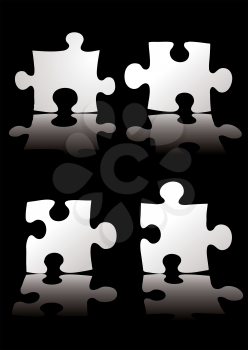 Royalty Free Clipart Image of Four Puzzle Pieces on Black