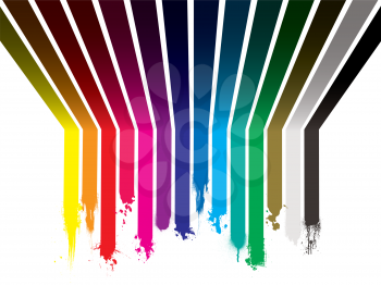 Royalty Free Clipart Image of a Coloured Stripes With Spatters at the End
