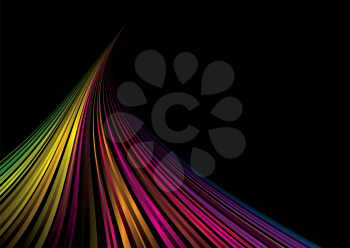 Royalty Free Clipart Image of a Black Background With a Rainbow