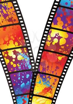 Royalty Free Clipart Image of Brightly Coloured Filmstrips