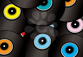 Royalty Free Clipart Image of a Collection of Records
