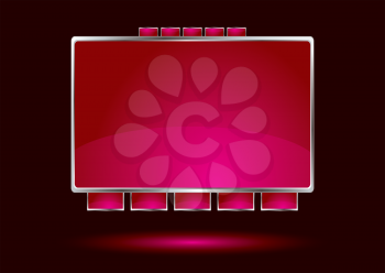 Royalty Free Clipart Image of a Pink Frame on Black With a Shadow