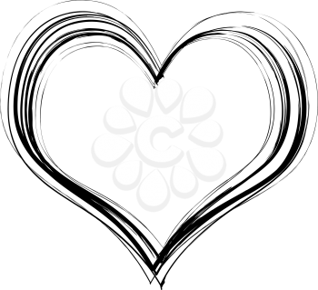 Royalty Free Clipart Image of a Black Outlined Heart