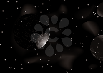 Royalty Free Clipart Image of Planets and Stars
