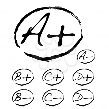 Royalty Free Clipart Image of a Collection of Students' Grades
