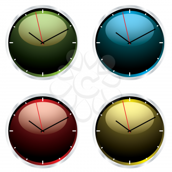 Royalty Free Clipart Image of Four Clocks