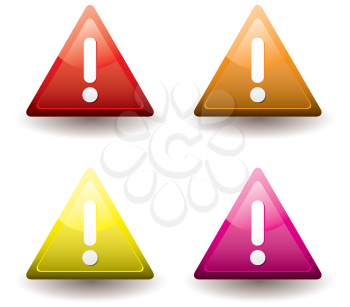 Royalty Free Clipart Image of Triangles With Exclamation Marks