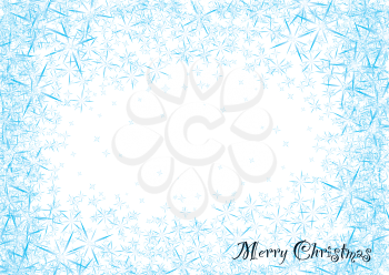 Modern blue and white snowflake star burst christmas frame background