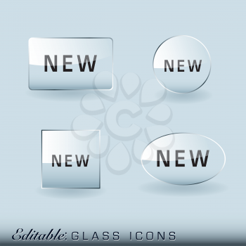 Glass icon collection with light reflection and drop shadow