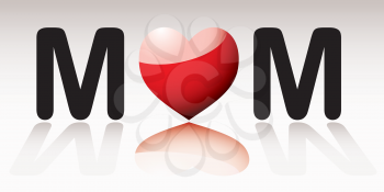 Love heart mum icon for mothers day with reflection