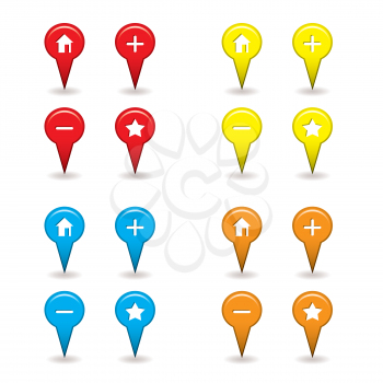 map pin icons with drop shadow ideal for satellite navigation