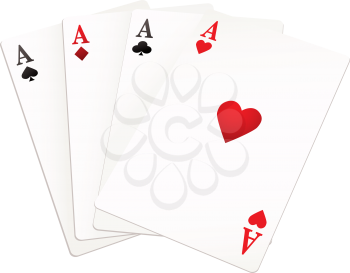 four playing cards from each suit all aces