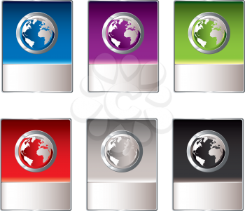 web shop icon collection with world or globe and copy space