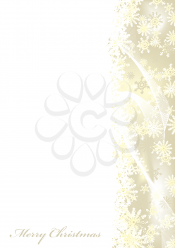 Merry christmas white background with gold snow flake border