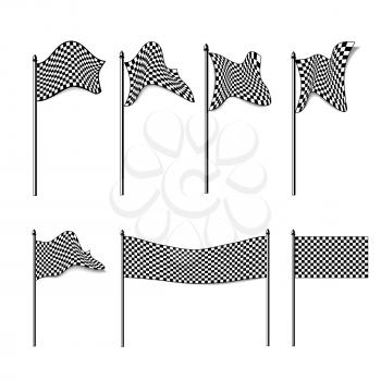 Royalty Free Clipart Image of a Collection of Checkered Flags