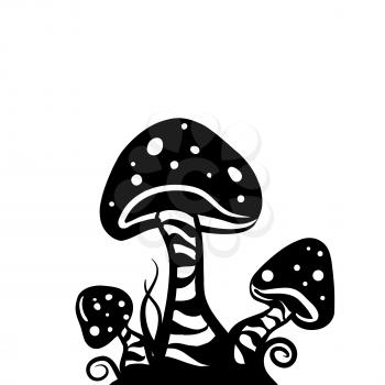 Royalty Free Clipart Image of a Cluster of Mushrooms