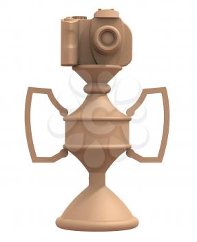 Royalty Free Clipart Image of a Clay Camera Trophy