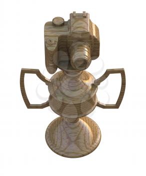 Royalty Free Clipart Image of a Wooden Trophy