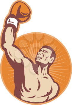 Royalty Free Clipart Image of a Boxer With His Glove Raised