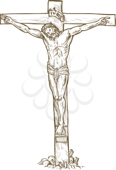 Royalty Free Clipart Image of Jesus on the Cross