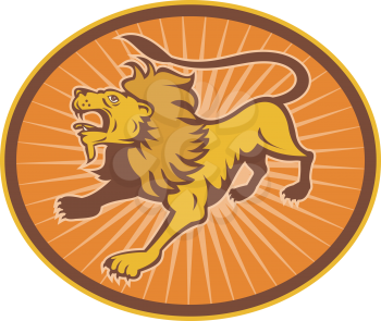 Royalty Free Clipart Image of a Roaring Lion
