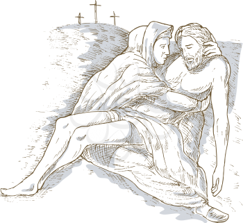 Royalty Free Clipart Image of Mary and Christ