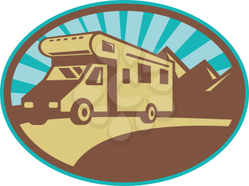 Royalty Free Clipart Image of a Truck and Camper
