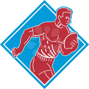 Royalty Free Clipart Image of a Rugby Player With a Ball