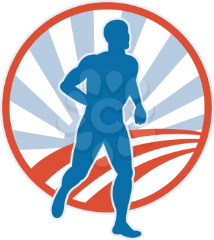 Royalty Free Clipart Image of a Runner in Silhouette