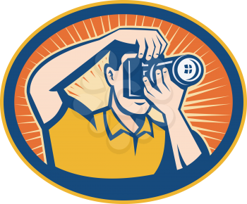 Royalty Free Clipart Image of a Guy Taking a Picture
