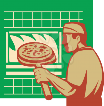Royalty Free Clipart Image of a Pizza Baker