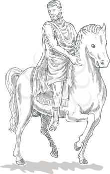 Royalty Free Clipart Image of a Roman on Horseback