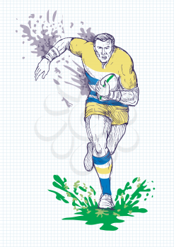 Royalty Free Clipart Image of a Running Rugby Player