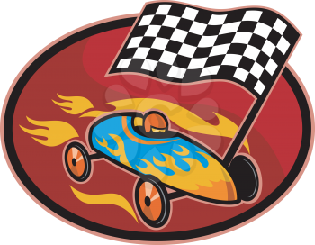 Royalty Free Clipart Image of a Winning Soapbox Derby Car