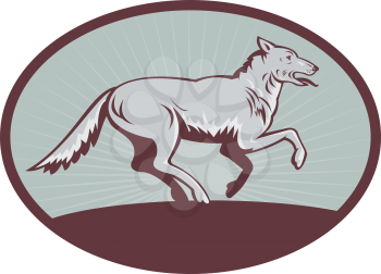Royalty Free Clipart Image of a Running Wolf
