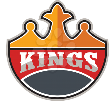 Illustration of a king's crown with the word KINGS in it set on isolated white background done in retro style. 