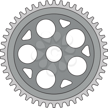 Illustration of a vintage single ring crank set on isolated white background done in retro style. 