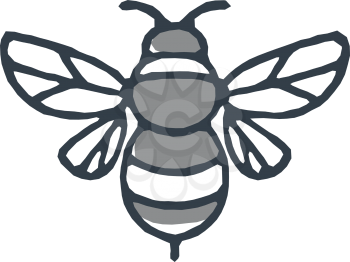 Mono line icon style illustration of a bumblebee or bumble bee, a member of the genus Bombus, part of Apidae on isolated white background. 