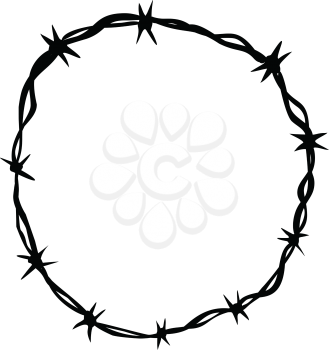 Retro style illustration of a barbed wire or barb wire ring or crown on isolated background.