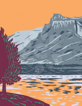 WPA poster art of the Upper Missouri River Breaks National Monument in western United States protecting the Missouri Breaks of north central Montana done in works project administration style style.