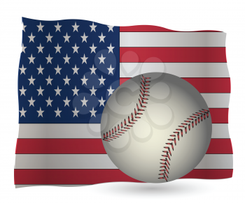 Royalty Free Clipart Image of a Baseball and American Flag